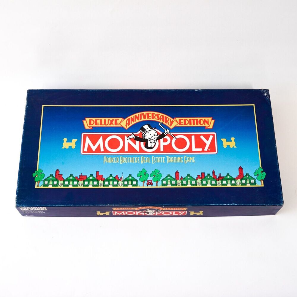 Vintage Deluxe Anniversary Edition Monopoly Board Game 1984 Box & Board Damage